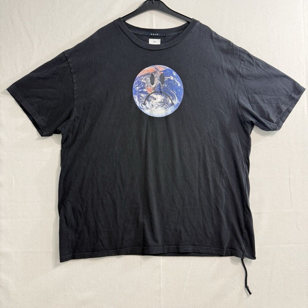 Ksubi Men's Black Planet Graphic Print Crew Neck Short Sleeve T-Shirt Size 2XL